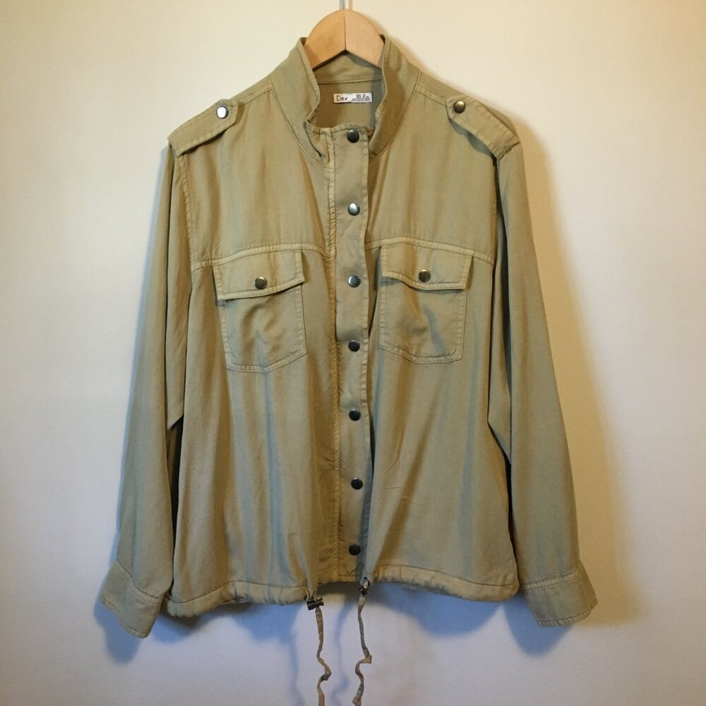Montreal DEX Tan 100% Tencel Utility Moto Cargo Jacket Plus Size 1X
